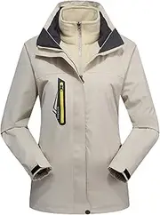 [AbelWay] Women's Mountain Waterproof Windproof Fleece 3 in 1 Jacket Ski Hooded Rain Coat
