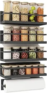 Roysili Magnetic Spice Rack Refrigerator Spice Organizer Single Tier Spice Storage Shelf Space Saving Black 2 Pack