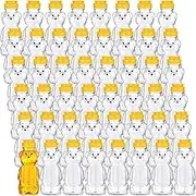 Thenshop 48 Pcs 8 oz Plastic Bear Bottle Jars Empty Honey Squeeze Bottle with Yellow Flip-top Lid for Storing and Dispensing Cute Bear Shape Clear Honey Containers for Party Baby Shower
