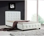 King Single PU Leather Deluxe Bed Frame and Headboard - 206cm x 114cm White
