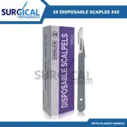 10 Pcs Disposable Scalpel #10, Sterile, Plastic Handle ( High Quality )