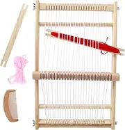 Complete Weaving Frame Kit Wooden Weaving Frame Set with 3 Colors Yarns Practical Weaving Tapestry Tool Wooden Comb Winder Hand Weaving Frame Kit for Tapestry Beginner Kids15.7x11.4inch