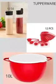 Tupperware NEW Mega Bowl Bowl 42 CUPS/(2)Squeeze It Bottles AND Measuring Mates