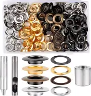 1/2Inch Grommet Kit 100 Sets Grommets Eyelets with 3 Pieces Install Tool Kit, 4