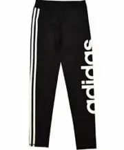Adidas Girls' Performance Tight Three Stripe Leggings - M - Black/White Text