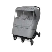 Manito Melange Padded Weather Shield for Twin/Double Strollers, Insulated, Wa...