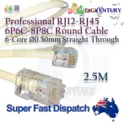 Professional RJ12 6P6C to RJ45 8P8C Copper Cable ⌀0.5mm Reinforced Round 2.5m