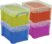 Plastic Storage Bin with Lid, Stackable Mini Container, Assorted Colors, Clear,