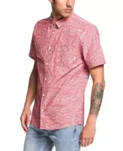 Quiksilver Men's Wattle Short Sleeve Woven Shirt Red Size Small