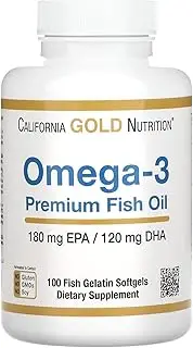 California Gold Nutrition Omega-3 Premium Fish Oil, 100 Fish Gelatin Softgels (1,100 mg per Softgel)