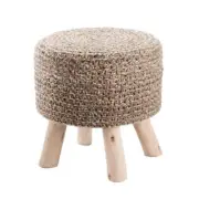 Unbranded Scandinavian-Inspired Westward Solid Taupe Stool with Wooden Legs