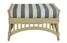DENIZE HAMPTONS RATTAN OTTOMAN/POUF/FOOTSTOOL WITH CUSHION NATURAL/WHITE