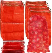 24 Pack 20'' x 14'' Mesh Onion Bags, Reusable Drawstring Fresh Produce Storage Bags for Onions, Vegetables, Potatoes, Citrus, Crawfish Firewood