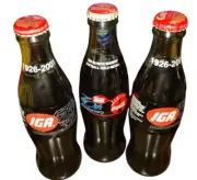 RARE VINTAGE COMMEMORATIVE IGA COCA COLA BOTTLES