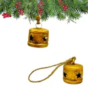 Rustic Gold Metal Bells with Star Cutouts Handcrafted Farmhouse Christmas
