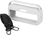 Silicone Case for Bose SoundLink Flex Bluetooth Speaker, Carrying Cover Pouch Portable Protective Skin Sleeve with Shoulder Strap (White)