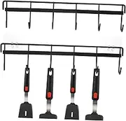 iplusmile 2Pcs Wall Mounted Utensil Hanger Rack No Drill Metal Kitchen Hook Organizer Easy to Clean Storage for Cooking Tools Versatile Holder for Mugs Spatulas Sleek Design