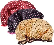 AUTSUPPL 3pcs Double Layer Waterproof Bathing Shower Caps Soft Polyester Material for Sizes Night Sleep Sp