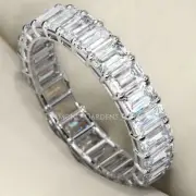 5.09 ct Emerald cut Diamond Ring Platinum Eternity Band F VS1 Size 6.5 0.20 ct