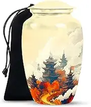 Chinese Scenery Large Funeral Urns for Adult Human Ashes for Female & Male - Decorative Cremation Urn for Mom, Dad, Men & Women - 10 Inch - Unique Memorial Tribute