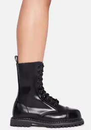 [Demonia] Leather Amped Up Lace Up Boots