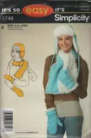 1749 SIMPLICITY MISSES' HAT, SCARF AND MITTENS