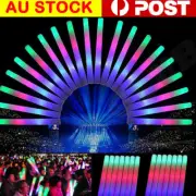 50 LED Foam Sticks RGB Thunder 48cm Glow Stick Flashing Light Rave Party Cheer