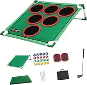 Luwecf Golf Pong Game Kit Featuring Putting Green Mat for Children Ages 4-8, Single Rack
