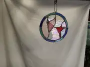 round stained glass window hanging