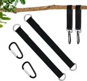 Tree Swing Sling Hanging Kit, 1200 Lbs Capacity, Black Nylon Straps with Cara...