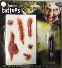 Zombie Wound 6 Tattoos Plus 3D Bloody Scab Halloween Costume Makeup Un-Dead Scar