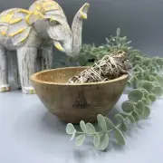 1 X Wooden Smudge and Ritual Offerings Bowl - Buddha - 13x7cm