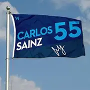 Nositacy Autographed Checkered Racing Flag Carlos Sainz #55 Flag Banner 3x5Feet for Car Fans with Brass Grommets