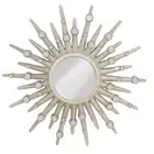 Contemporary Sun Shape Round Wall Mirror Silver Sunray Sunshine Mirror 103cmh
