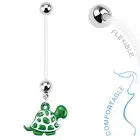 Turtle Dangle BioFlex Flexible Pregnancy Navel Belly Button Ring 14G