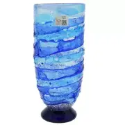 GlassOfVenice Murano Glass Sbruffo Vase - Aqua Blue