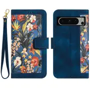 For Google Pixel 8 Pro Stand Phone Case Flower Pattern Printing Card Holder Leather Cover