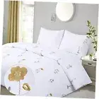 Floral Duvet Cover Flower Yellow Wildflower Spring Embroidered King White