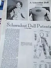 8p Schoenhut Doll History Article w/Patents Too / Miska & Miller
