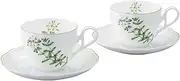 [Noritake] P97887/4942 Cup & Saucer (Pear Set) (Coffee/Tea), 8.5 fl oz (250 cc), English Herbs, Microwave Safe, 2 Guests, Time Bone China