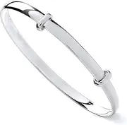 [Old English Jewellers] Sterling Silver Expanding Baby Bangle - Plain D Shaped, 40 mm, Sterling Silver, No Gemstone