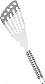 1Pc Stainless Steel Egg Frying Spatula Fish Turner Pizza Shovel Comfortable Grip for Frying BBQ and Cooking Easy to Clean for Flipping Fried Eggs