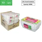 120x Takeaway Food Containers Plastic Lids Rectangular 500ml Meal Prep Lunch Box