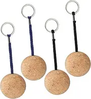 Parliky 4Pcs Wooden Floating Key Chain Cork Ball Key Ring for Boating Fishing Kayaking Swimming Surfing and Outdoor Water Sports Durable Stylish Accessories for Men Women