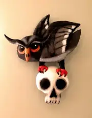 Cloth Folk Art Doll Pattern "Owl with Skull" by Susan Barmore