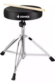 Donner Drum Throne Set, Padded Seat Height Adjustable Drum Stools, 5A Drumsticks