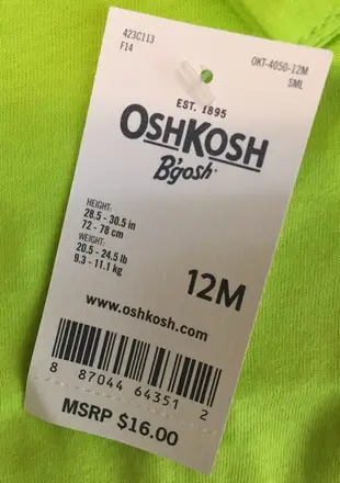 OSHKOSH 包屁衣 12M