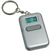 Key Chain Silver Talking Alarm Sounds Clock Touch Single Button silence New Batt