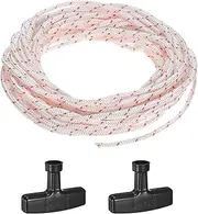 uxcell Recoil Starter Rope Pull Cord 4mm 10m Pull Starter Rope with Handles Nylon Pull Cord Pull Starter Rope for Mower/Chainsaw/Trimmer/Brush Cutter [White Red,Black]
