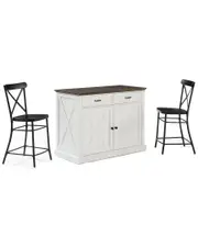 Crosley Furniture Clifton Kitchen Island W/Camille Stools- Kitchen Island & 2 Stools